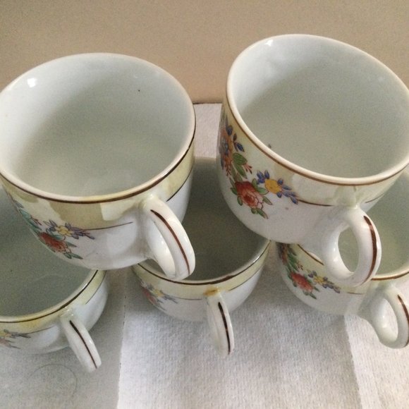 Set of 5 occupied Japan coffee tea cups mugs floral - Picture 3 of 7